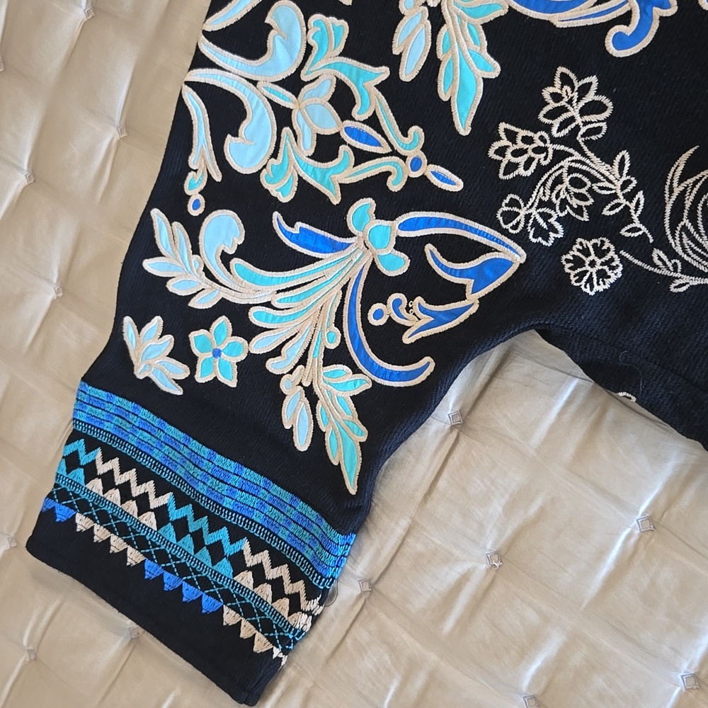Johnny Was Black and Blue Embroidered Jacket - Picture 8 of 12